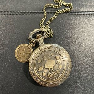 Alice in Wonderland Antique Gold Pocket Watch for Kids